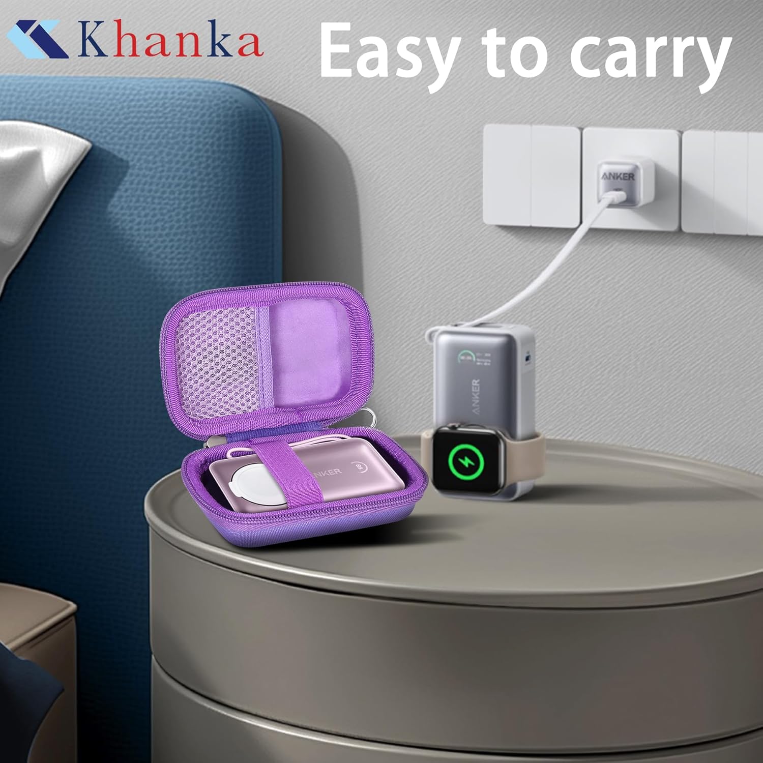Thumbnail 5 de Khanka hard carrying case replacement for Anker MagGo power bank (Case only) – Purple