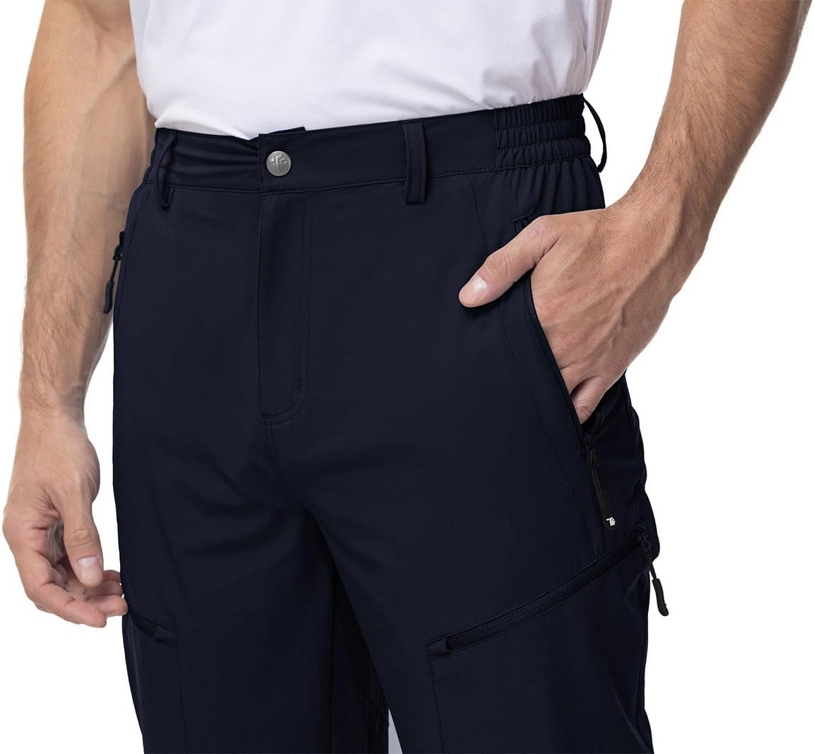 Detalle 2 de YSENTO Men's Cargo Hiking Pants with Stretch, Quick-Dry Fabric and 5 Zipper Pockets