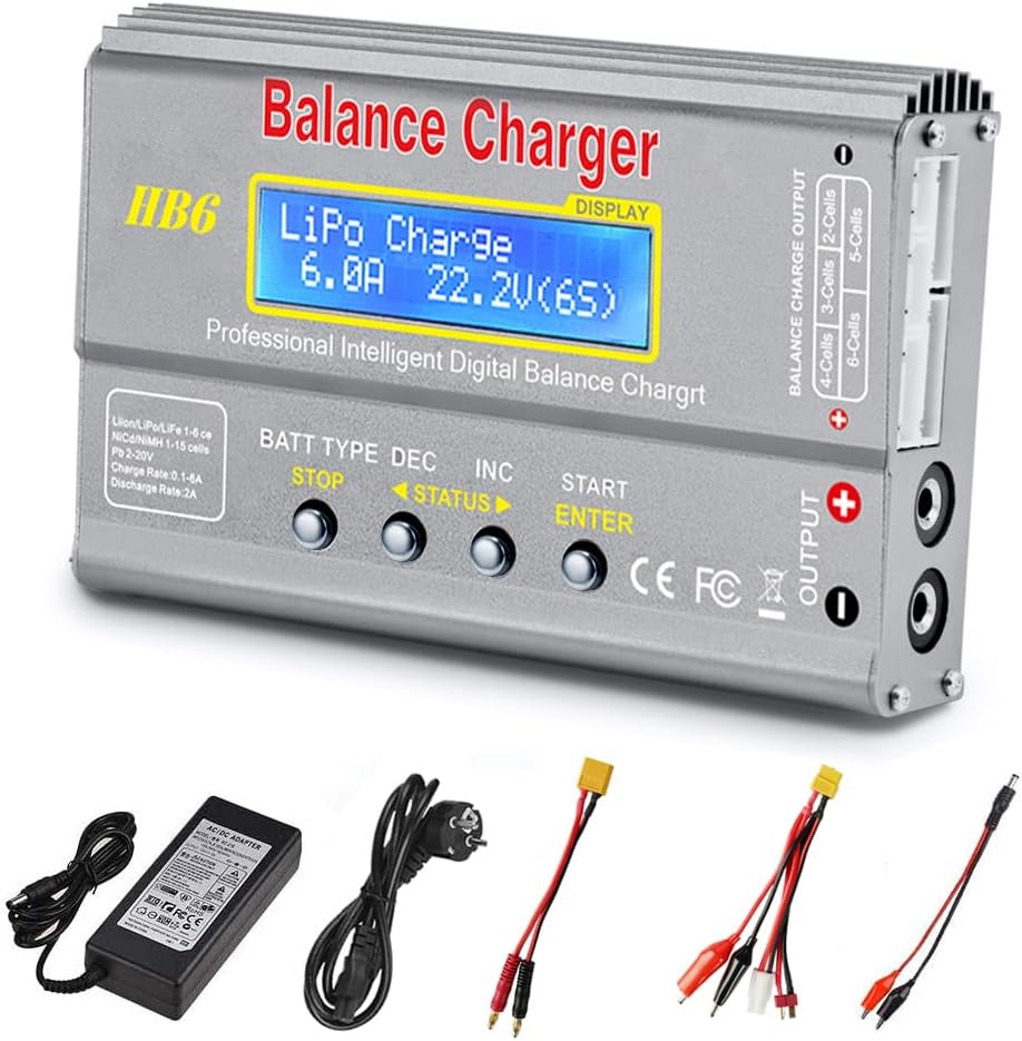 Thumbnail 6 de Haisito Lipo Ladegerät 80W 6A Balancer für LiPo/Li-Ion/LiFe (1–6S) sowie NiMH/NiCd (1–15S) mit LED-Bildschirm