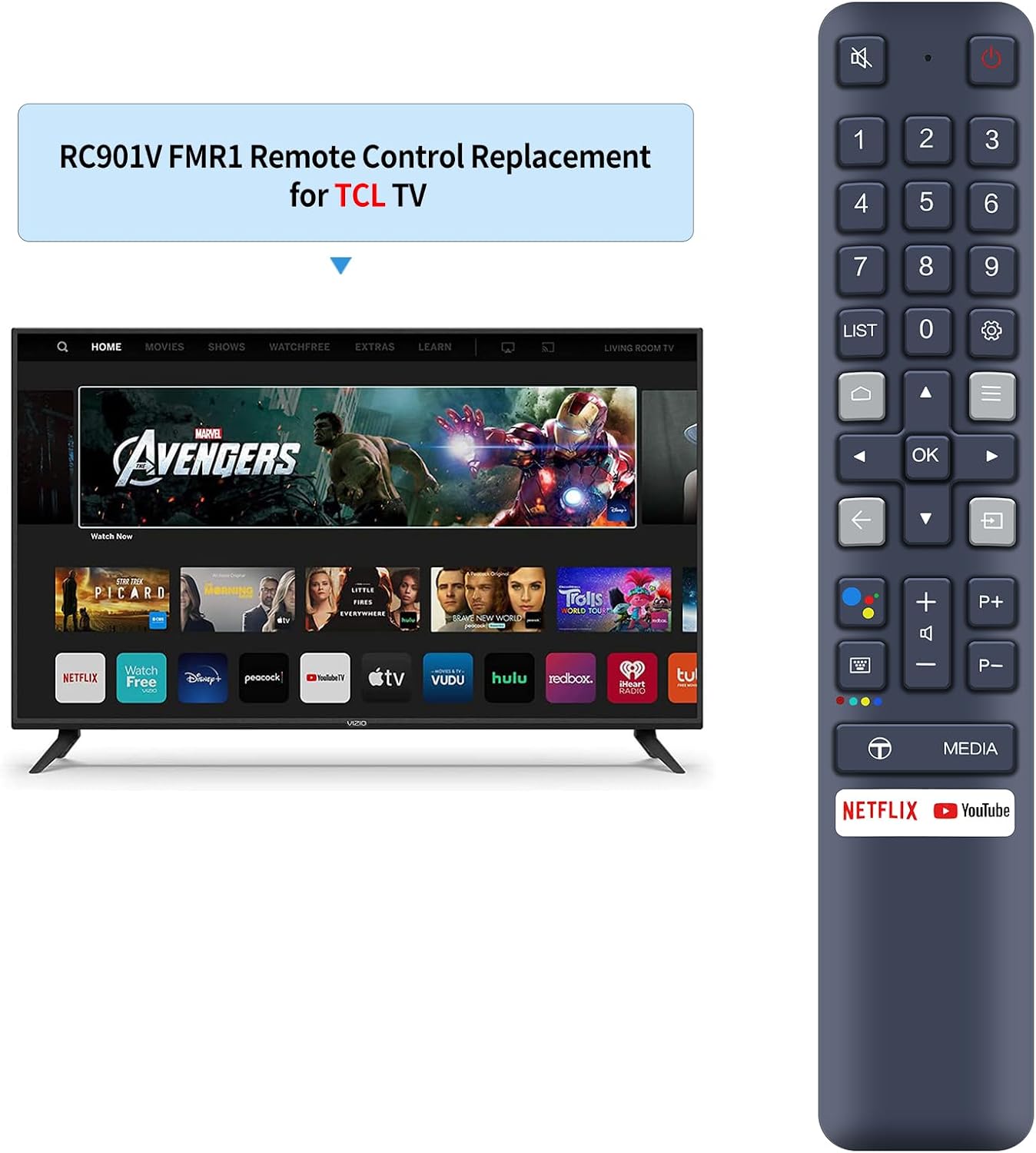 Detalle 2 de TCNOUMT RC901V remote for TCL 43-inch TV
