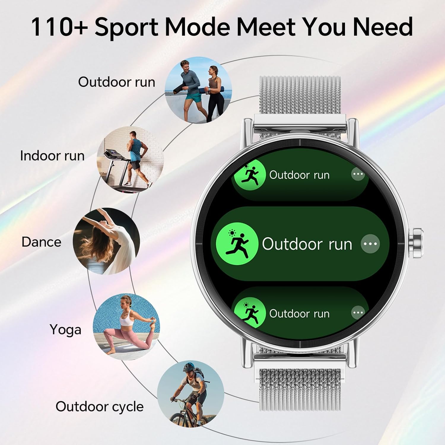 Thumbnail 3 de Smart Watches for Women 1.27" HD 43mm Round Fitness Tracker with Bluetooth Calling, SpO2 & IP68 (Silver)