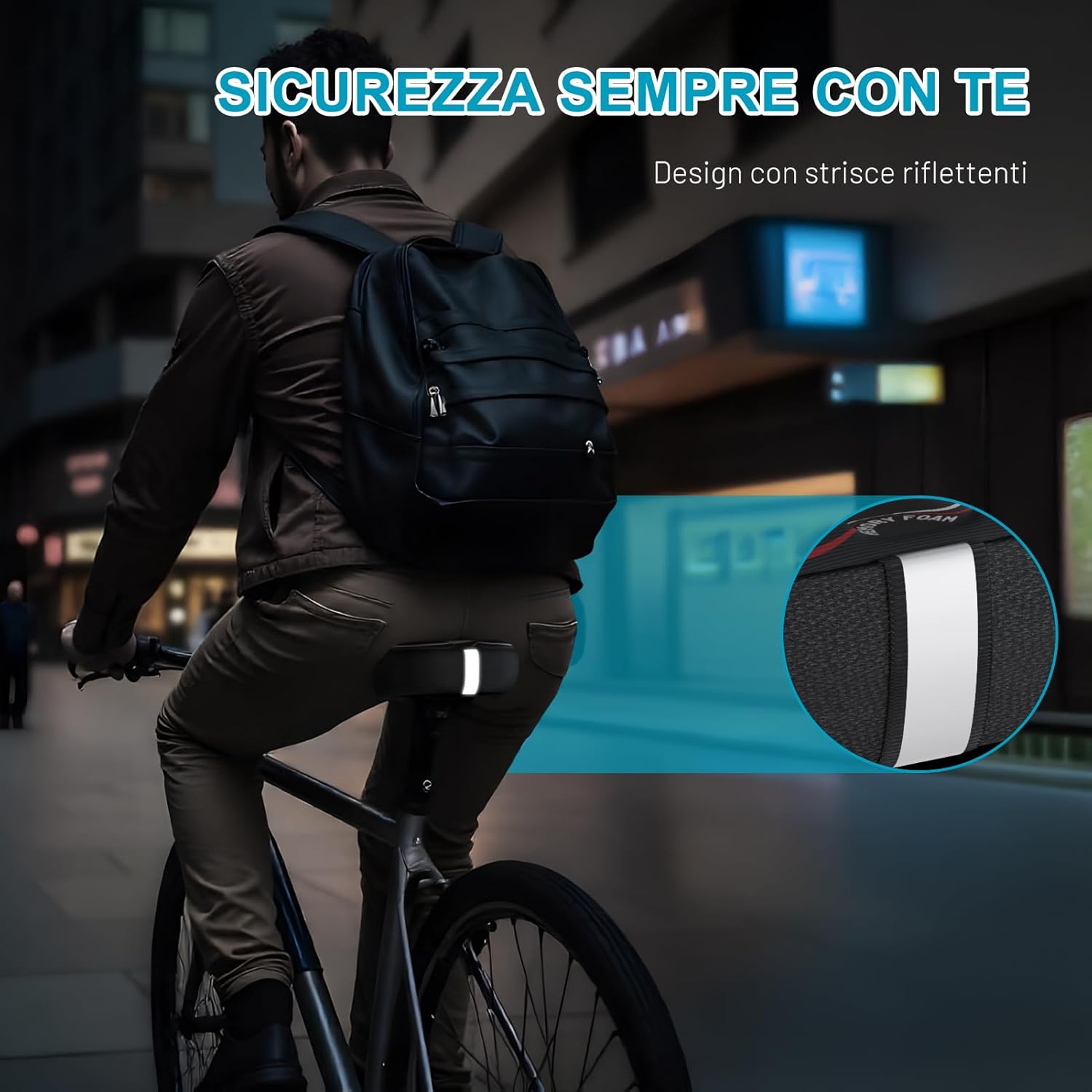 Thumbnail 3 de TECHCYC Coprisella Bici – Coprisella Cyclette in Memory Foam a Doppio Strato (26×25 cm) per Uomo e Donna