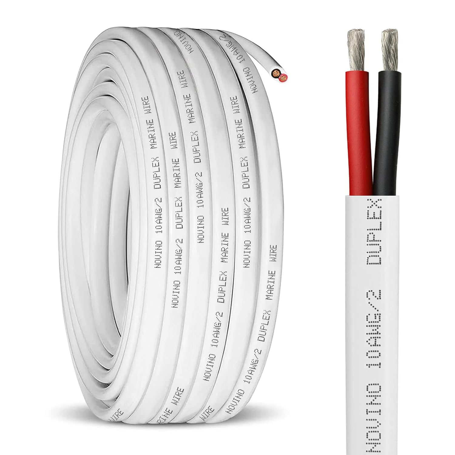 10 Gauge Marine Wire, 10/2 Duplex 100ft, Tinned Copper 600V Marine Grade Cable