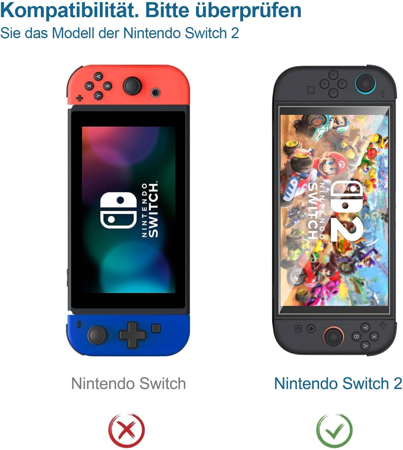 Detalle de NEW'C 3 Stück Schutzglas für Nintendo Switch 2 – 9H Härte, ultraklar, kratzfest