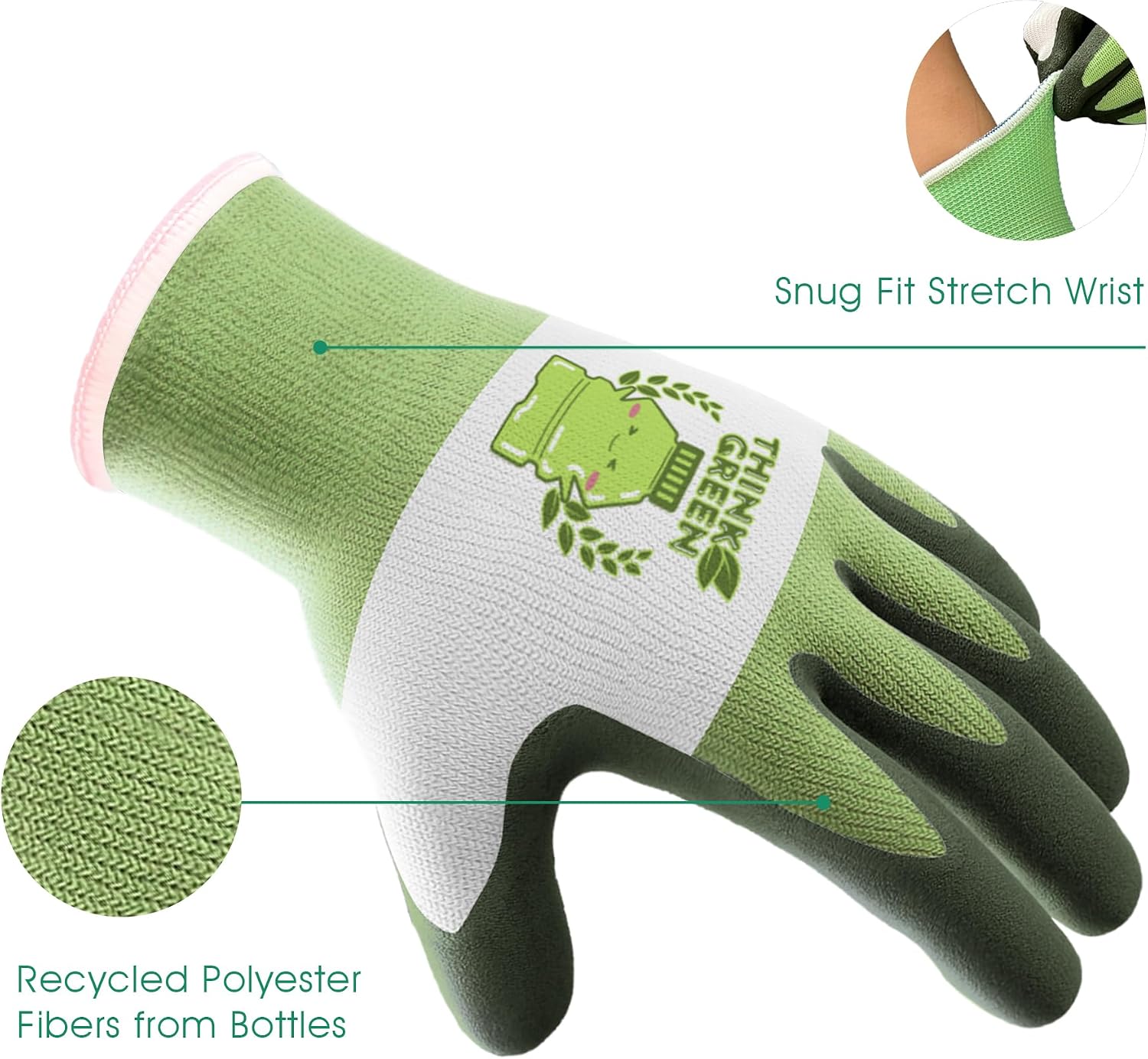 Thumbnail 1 de COOLJOB Kids Gardening Gloves for Age 2-4 (2 Pairs) – Recycled Polyester with Non-Slip Rubber Coating
