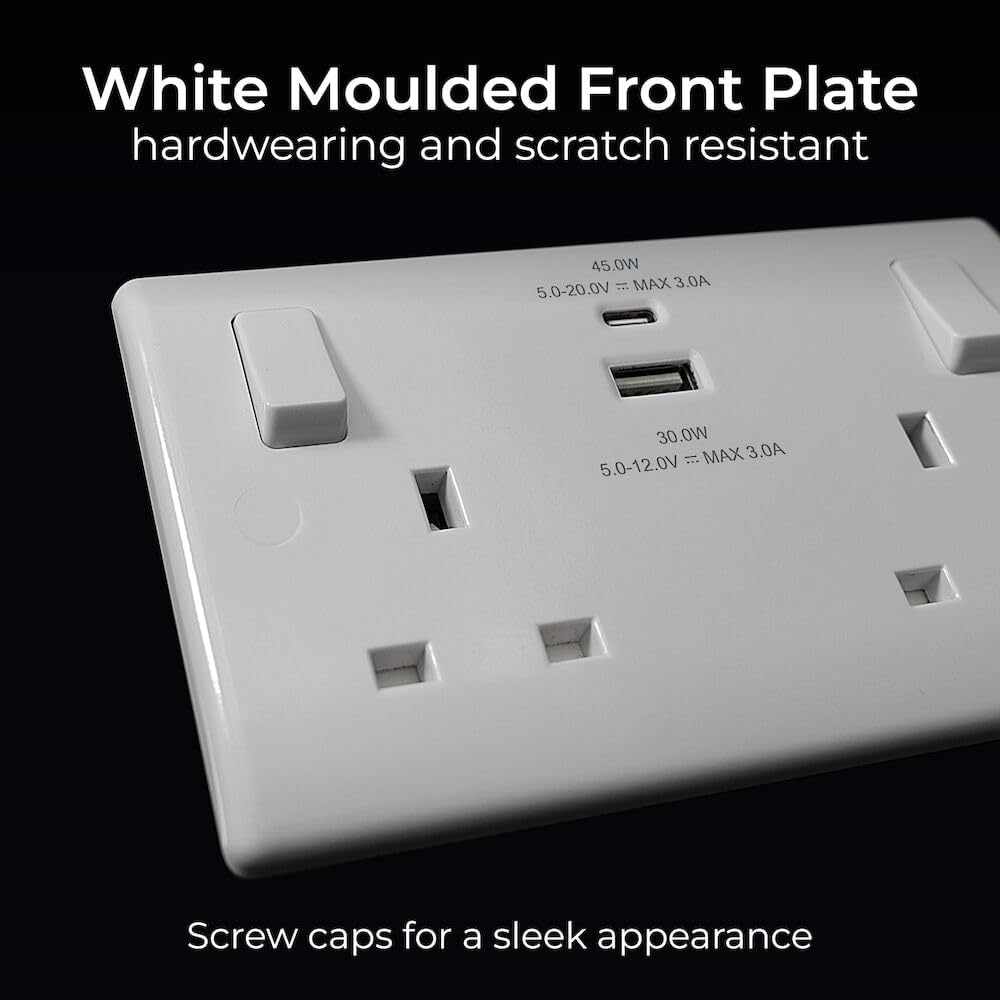 Thumbnail 6 de BG Electrical 45W Double Switched USB Wall Socket (822UAC45) – Nexus 800 Series