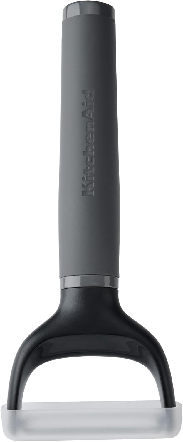 Detalle de KitchenAid Soft Grip Y Peeler, Charcoal Grey with Swivelling Stainless Steel Blade
