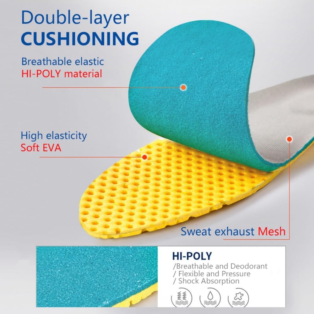 Thumbnail 5 de XINIFOOT 3 Pairs Elastic Shock Absorbing Shoe Insoles (Yellow) – breathable honeycomb sneaker inserts