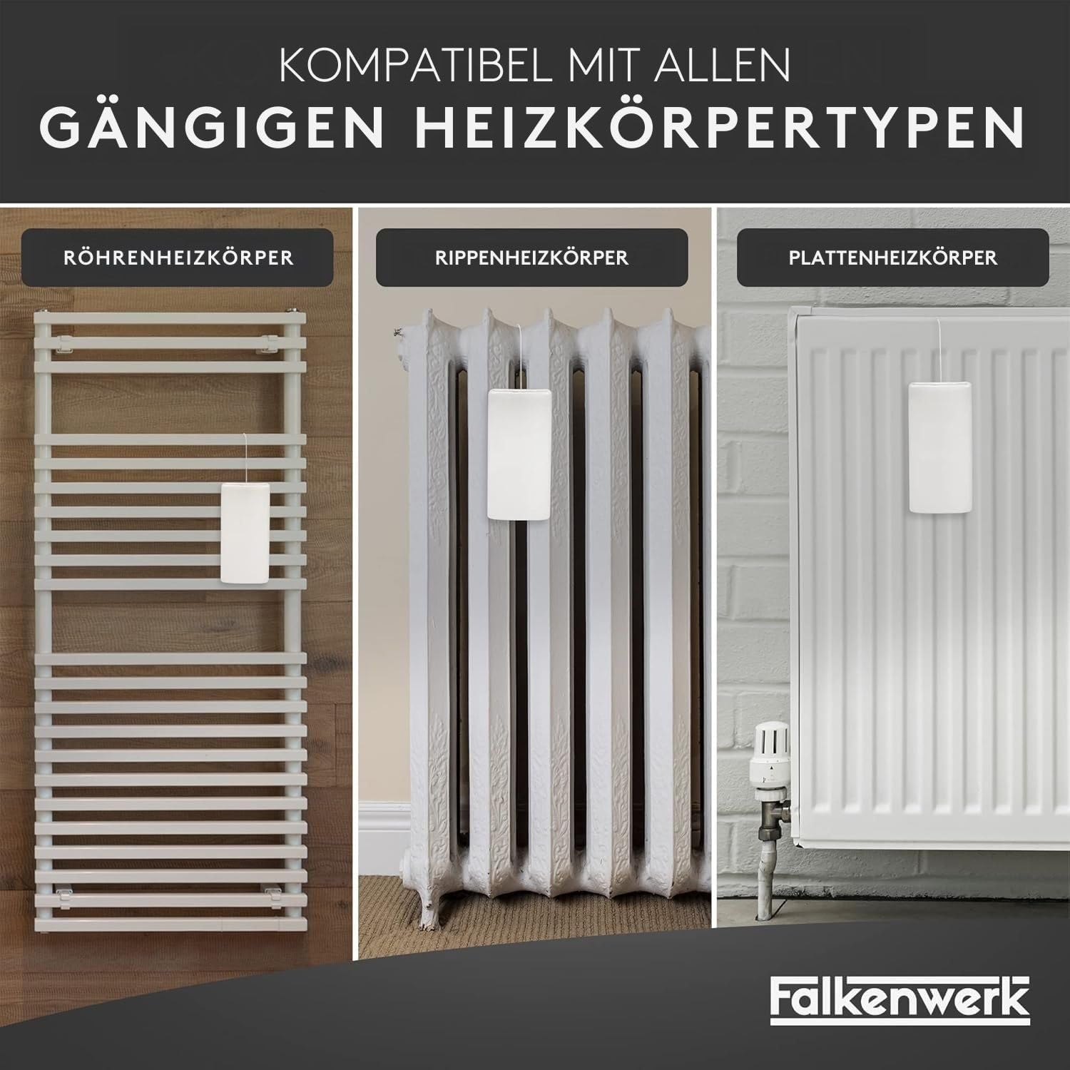 Thumbnail 3 de FALKENWERK universelle Keramik-Heizkörper-Luftbefeuchter (3 Stück) mit flexiblem Aufhängehaken – ohne Strom, passend für alle Heizungen