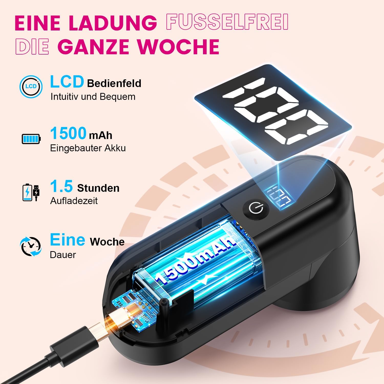 Detalle de Ziitty Fusselrasierer Elektrisch 1500mAh