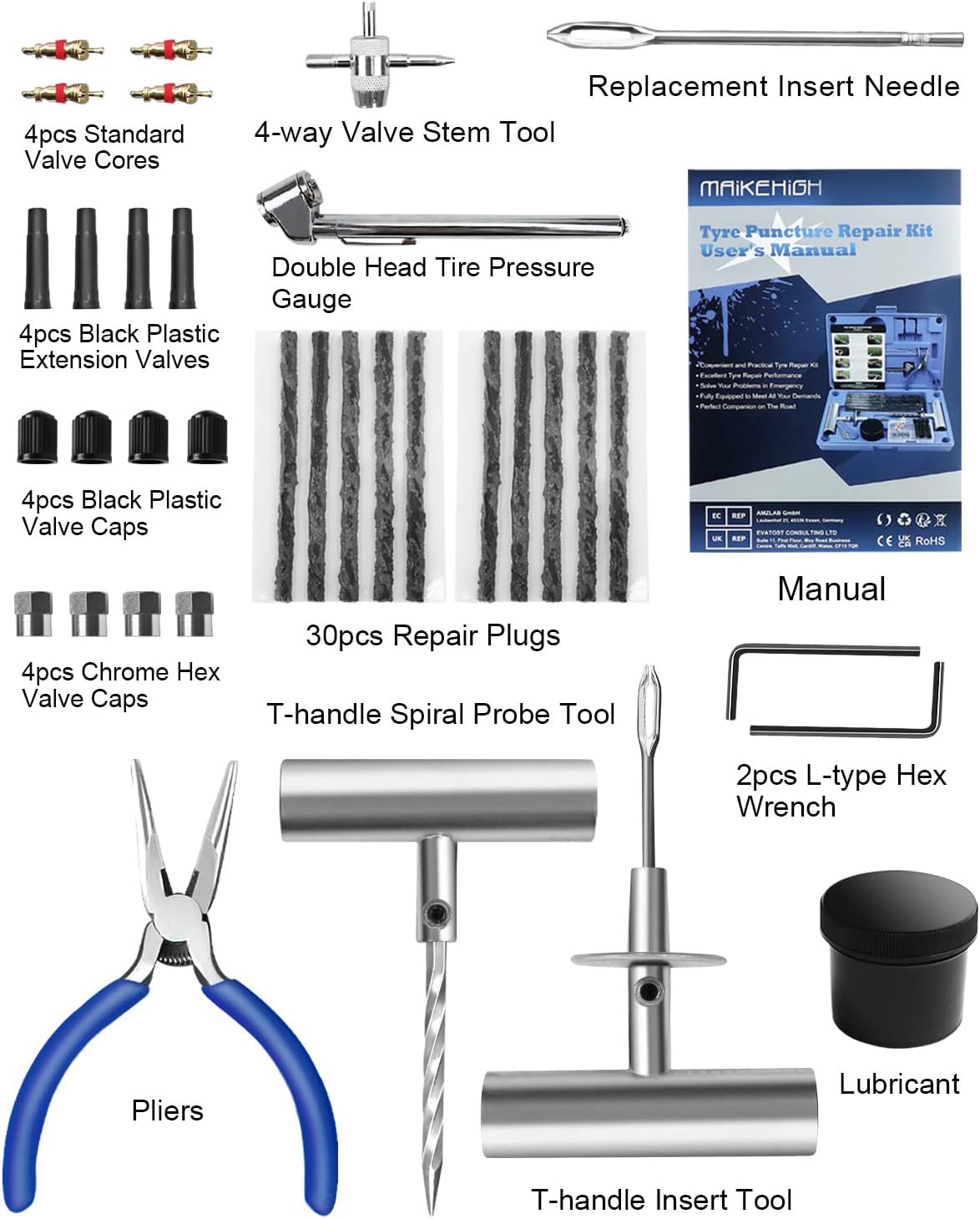 Thumbnail 2 de MAIKEHIGH Heavy Duty Tyre Puncture Repair Kit (Tubeless Plug Set, 69-piece)