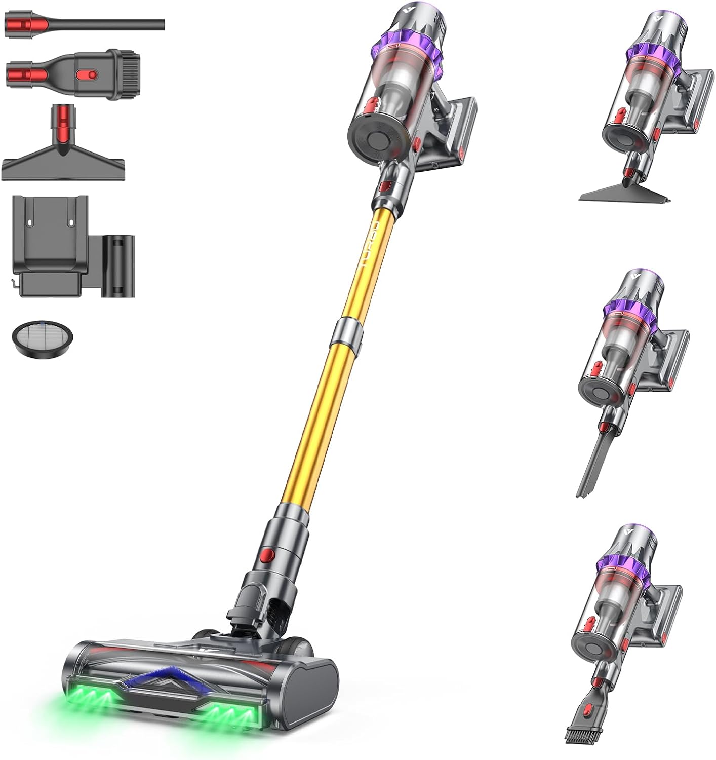 Detalle de coovy SU7 Ultra Cordless Stick Vacuum, 55 kPa Suction, 1.7 L Dust Cup
