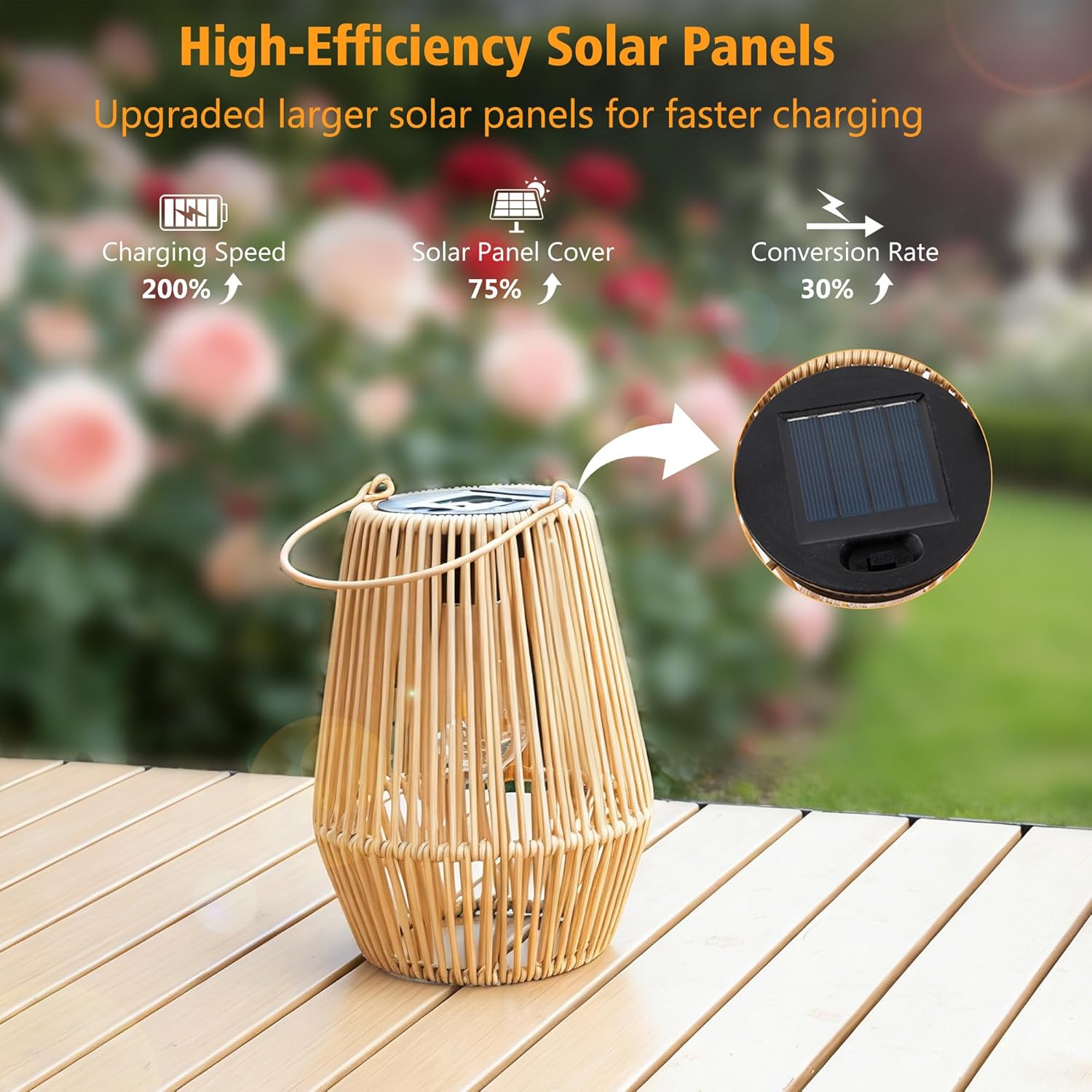 Thumbnail 2 de Solar rattan lanterns for outside (2-pack) – waterproof outdoor garden lights