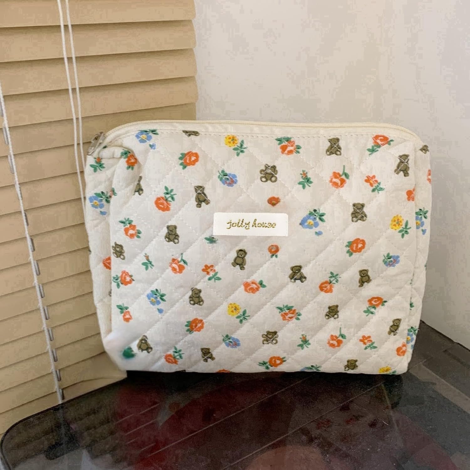 Thumbnail 3 de Aucuu Borsa da toilette da viaggio floreale in cotone con organizer e tasca a coulisse