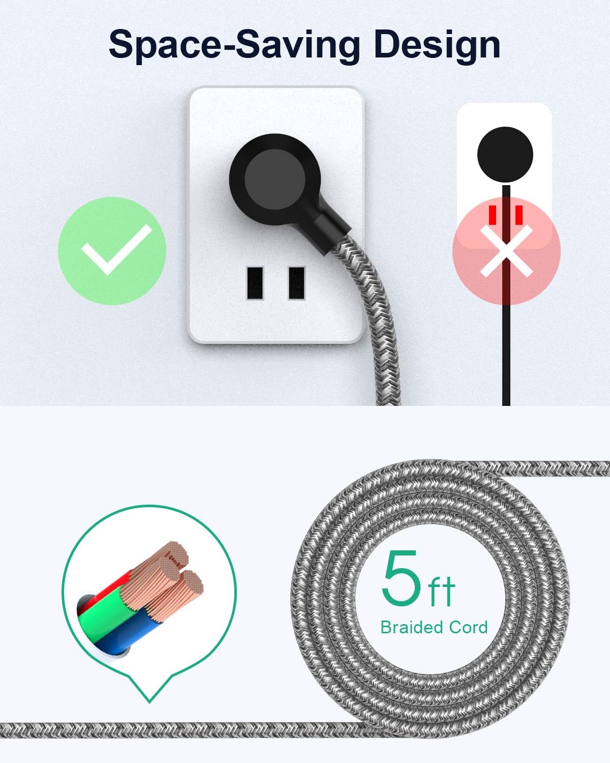 Thumbnail 4 de 2 Pack Surge Protector Strip with 6 Outlets ⚡