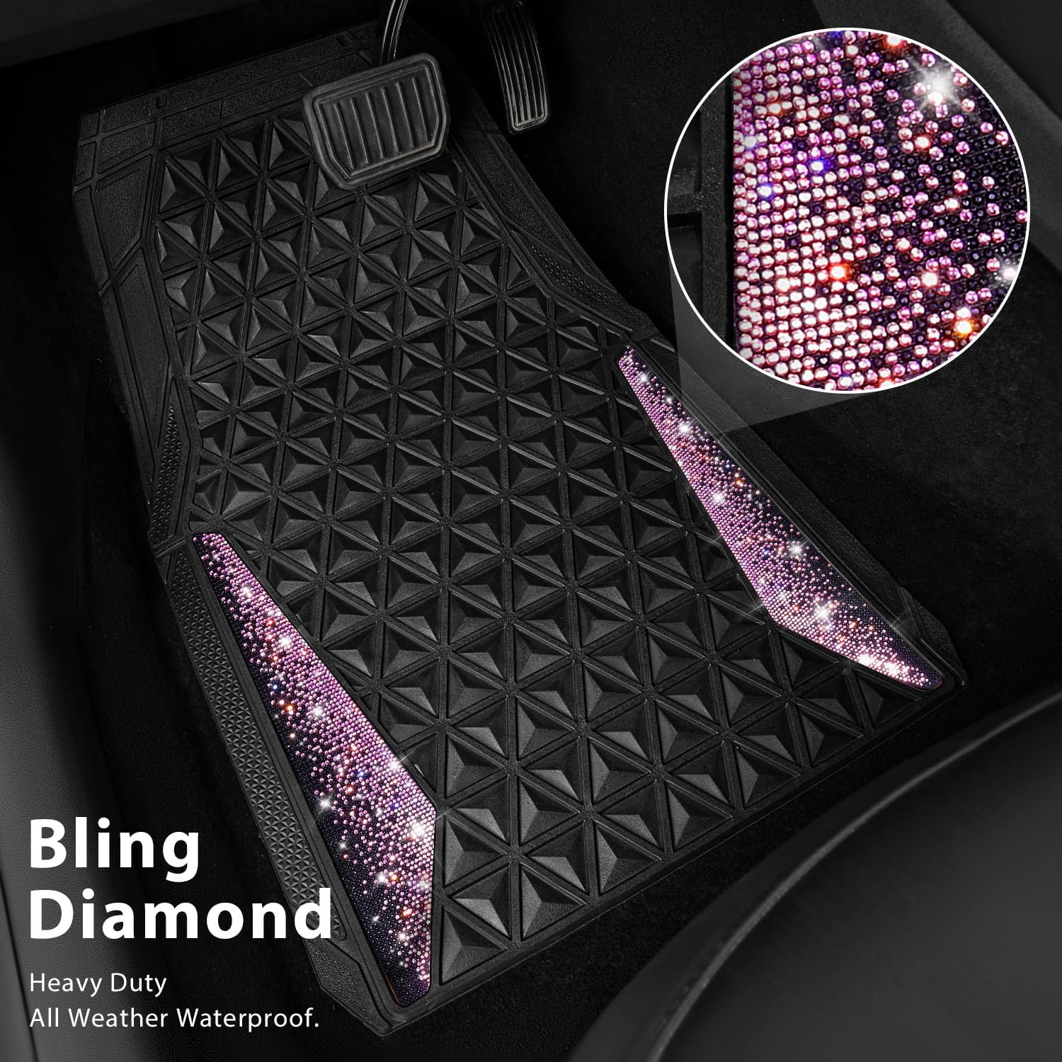 Detalle 2 de CAR PASS Bling Rubber Car Mats, Universal 1