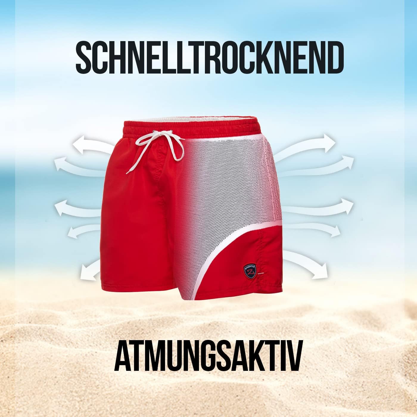 Detalle de Zagano Adam Lipski Badehose Herren schnelltrocknend – Boardshorts mit Kordel & Mesh-Einsätzen (S–6XL)