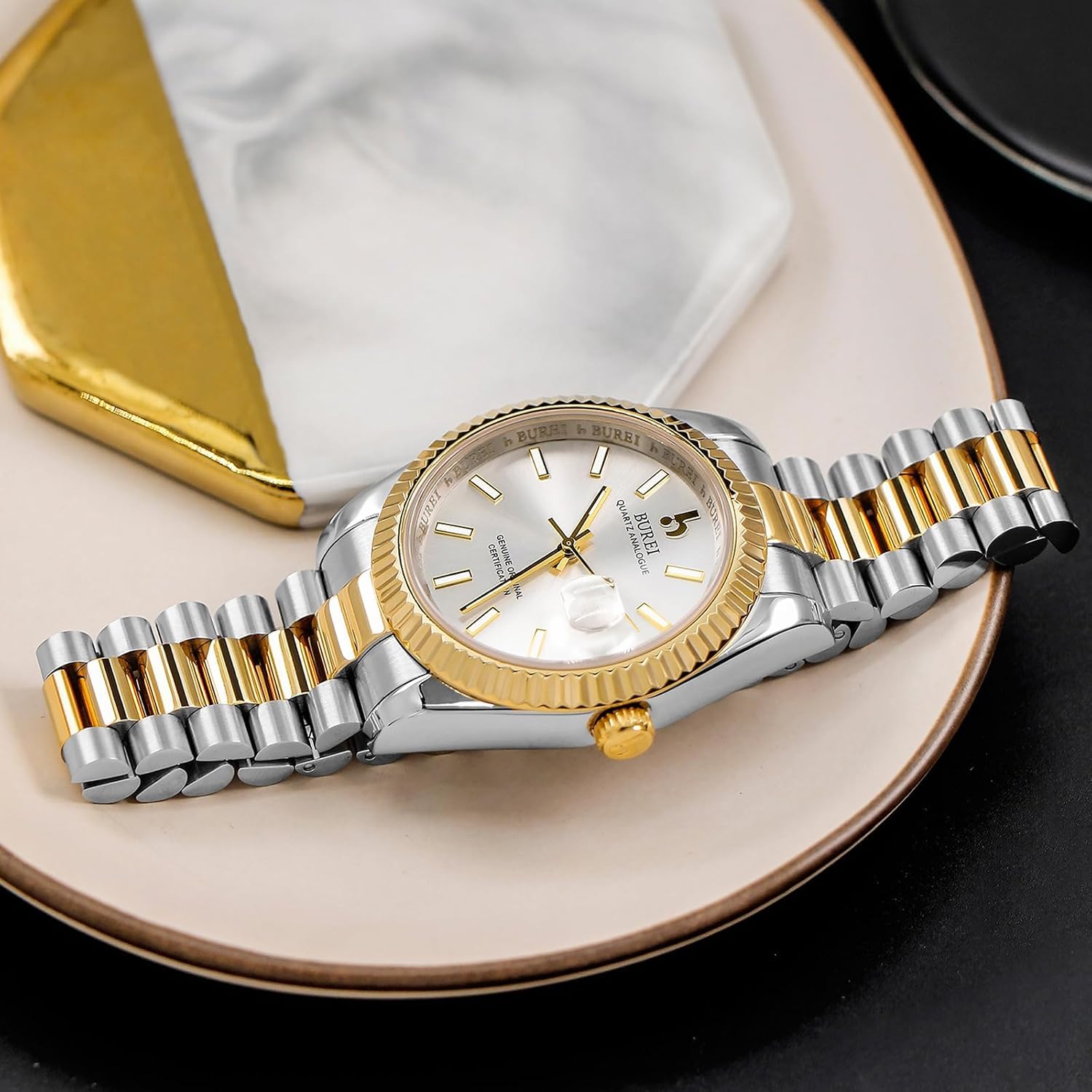Detalle 2 de BUREI Luxus Herrenuhr Datumsanzeige