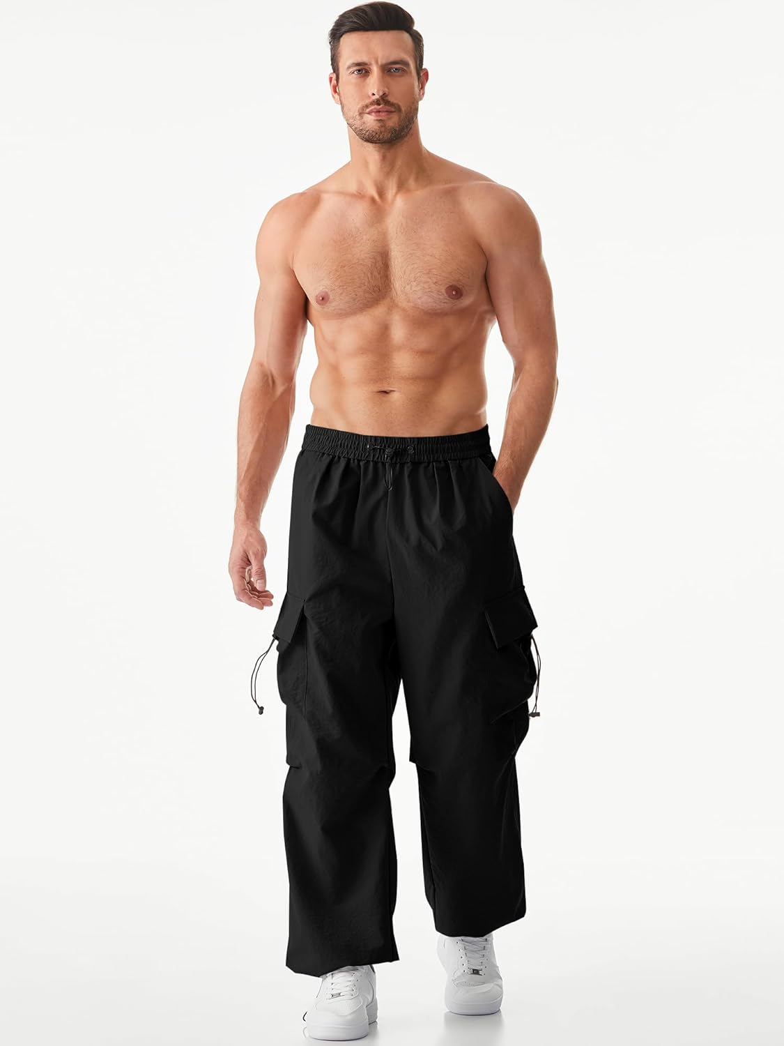 Thumbnail 4 de JMIERR Men's Baggy Cargo Pants - Trendy Parachute Harem Joggers with Pockets