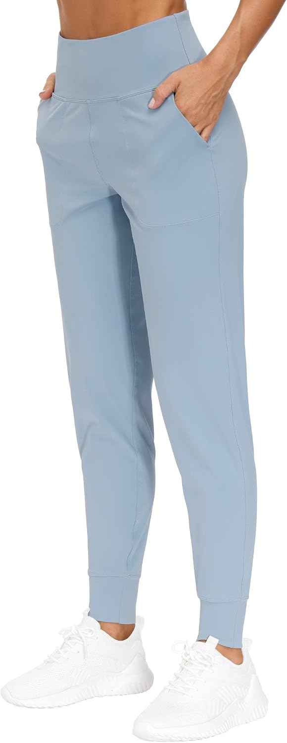 Detalle de THE GYM PEOPLE Jogginghose Damen – leichte High-Waist Sportleggings mit Taschen für Yoga, Fitness, Laufen