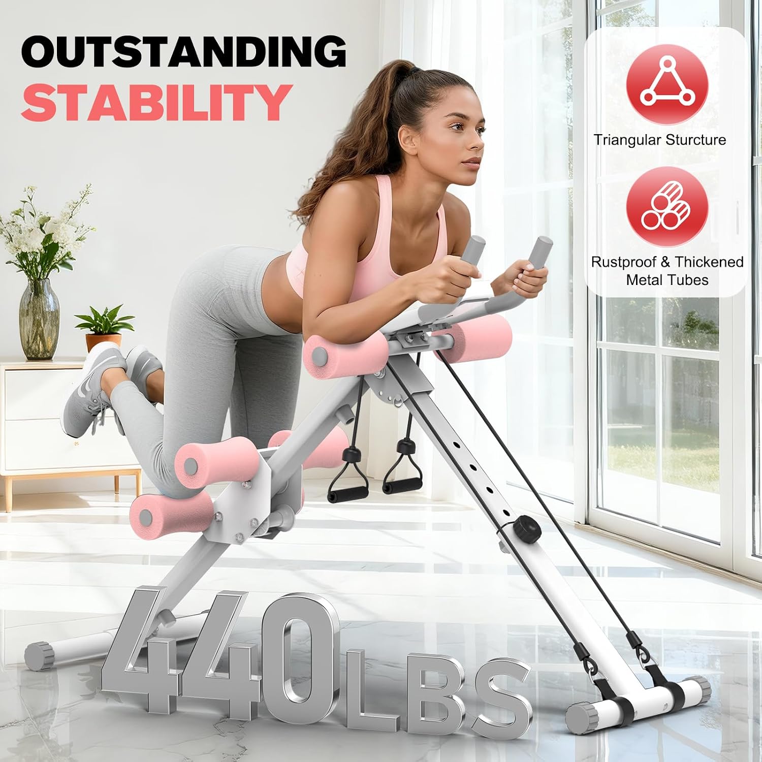 Detalle de DERACY AV02 Ab Workout Machine, Adjustable and Foldable with LCD Display