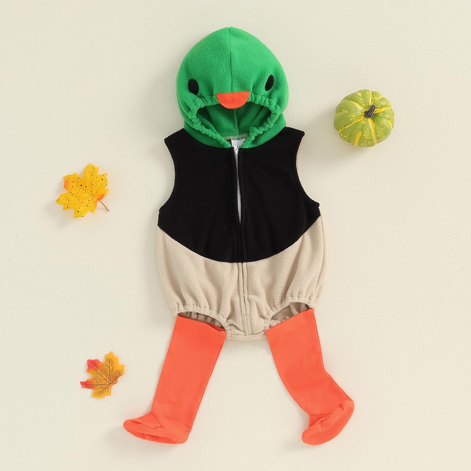 Detalle 2 de Merqwadd Baby Halloween Costume, Velvet Hooded Jumpsuit with Matching Stocking