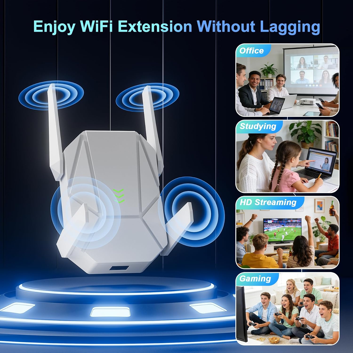 Detalle de WiFi Extender AX1800 (WiFi 6) - 18,999 sq ft Range, 135+ Devices, Ethernet Port
