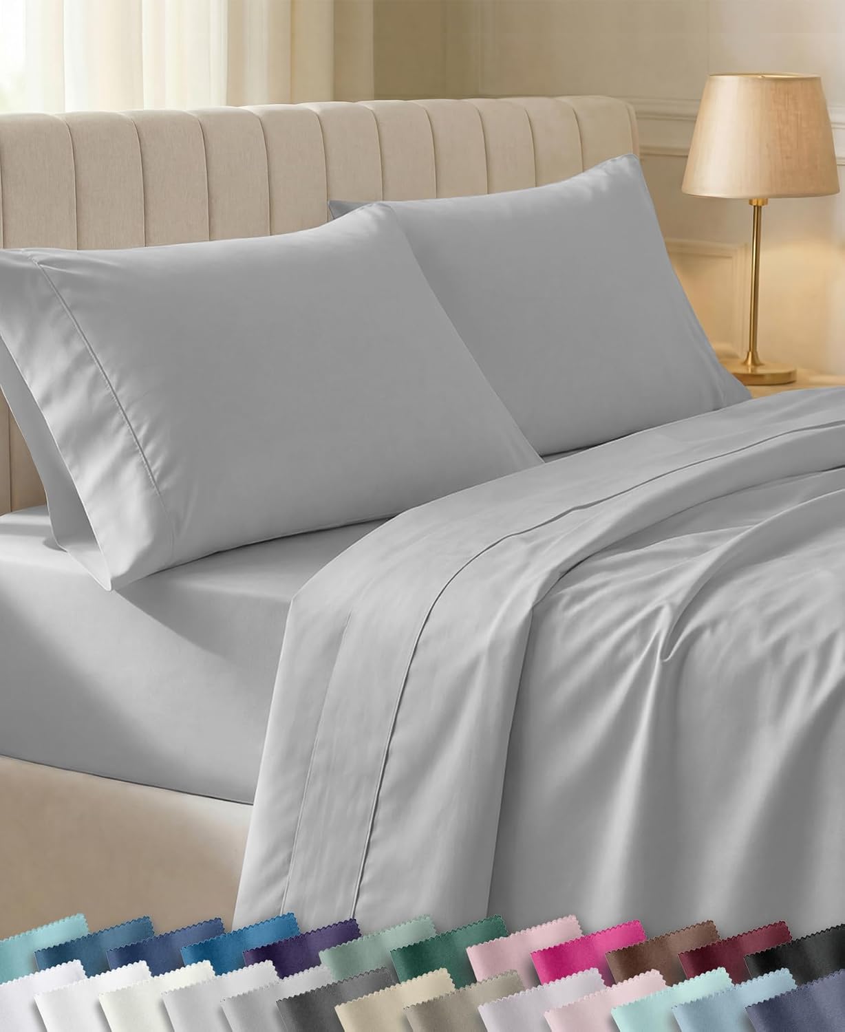 Detalle de California Design Den 840307152909 Cotton Sateen Double Sheet Set, 400 Thread Count
