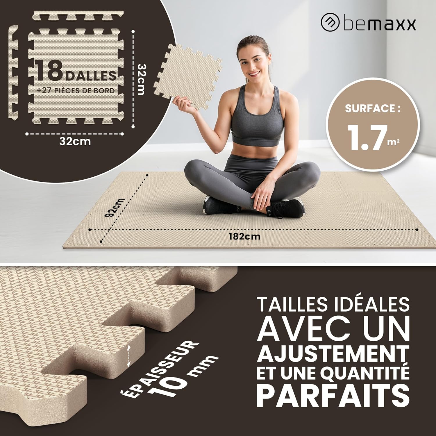 Thumbnail 2 de Tapis de protection du sol - Tapis de fitness Protection de Sol de Salle de Sport, 18 dalles puzzle EVA 30x30 cm