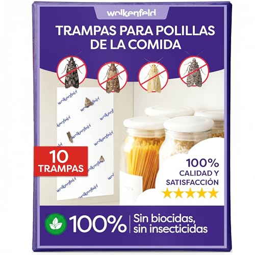 Wolkenfeld Antipolillas Cocina y Despensa 10x: trampas adhesivas con feromonas para polillas de alimentos