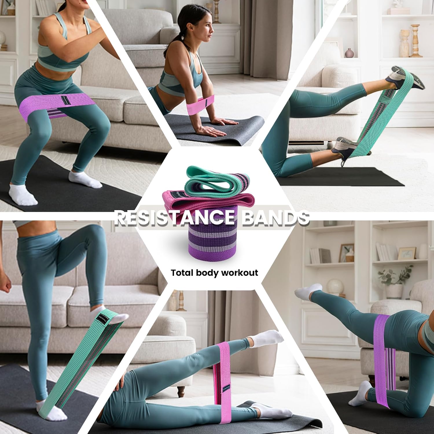 Thumbnail 1 de Exercise Band Set: Non-Slip Fabric Resistance Bands for Legs & Glutes