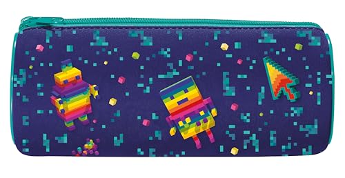 Detalle de Maped - Trousse Ronde Pixel Party : néoprène robuste et toucher doux pour la rentrée