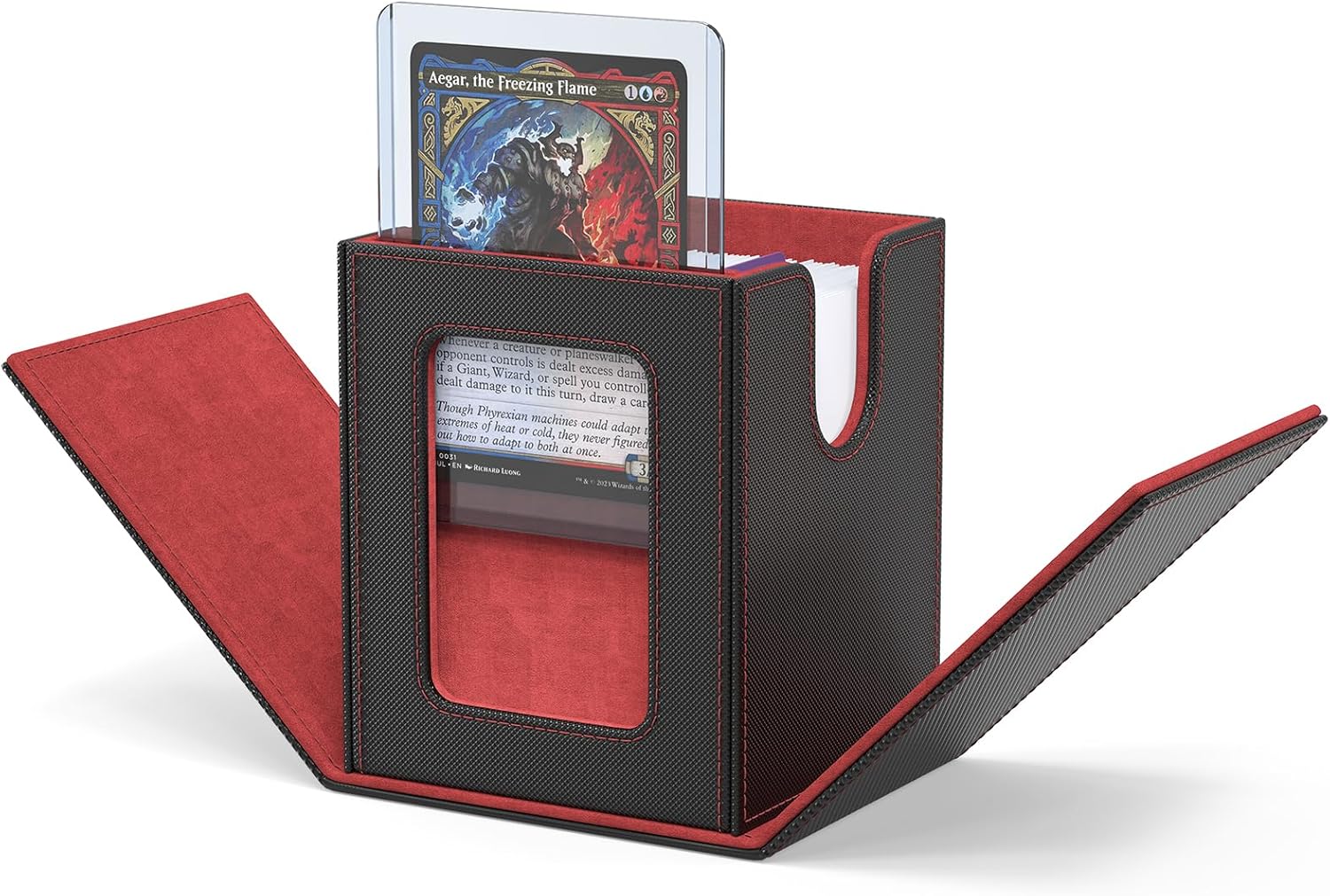 ZLCA MTG Deck Box mit Commander Display – Premium Aufbewahrung für 100+ Karten (Black&Red)