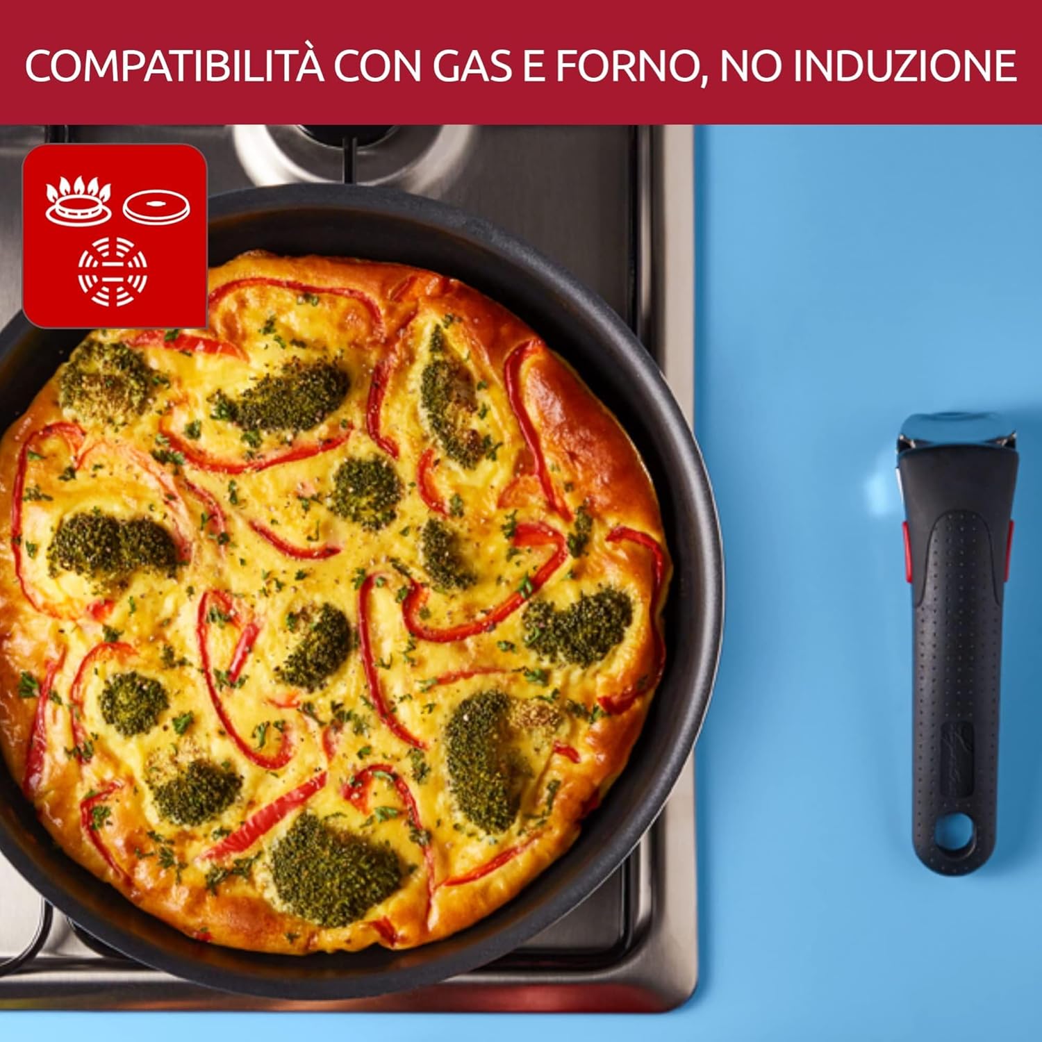 Detalle 2 de Lagostina Ingenio Essential Plus set 6 pezzi in alluminio antiaderente (gas e forno, no induzione) con manico removibile