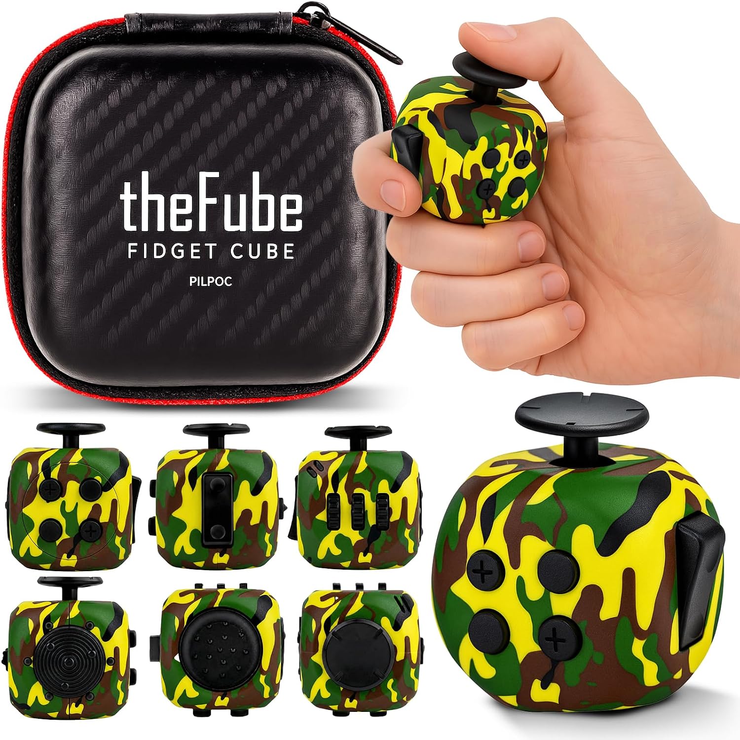 Detalle 2 de PILPOC theFube Fidget Cube (6-sided) with Audible/Silent Switch and Carry Case