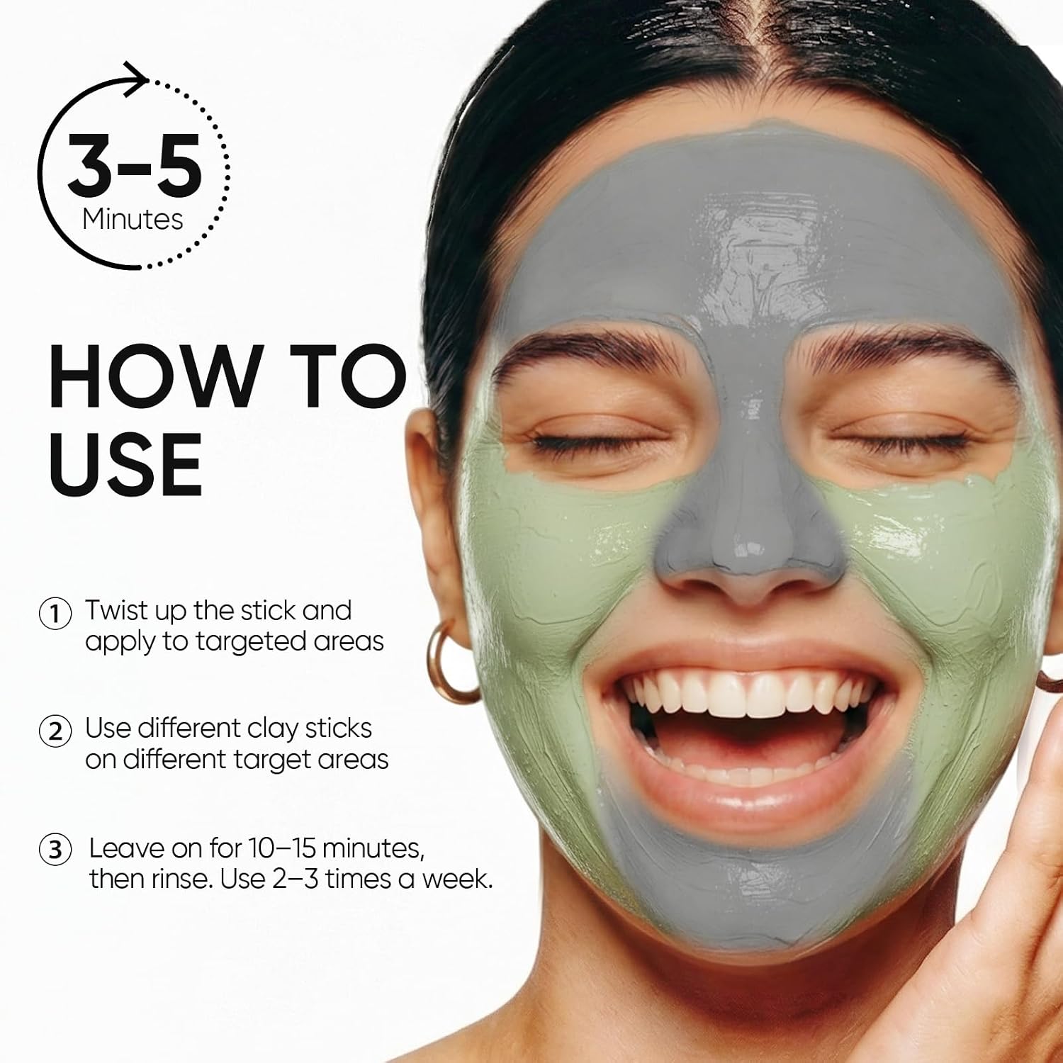 Detalle 2 de SKINTIFIC Clay Mask Stick Set, Alaska Volcanic Clay & Mugwort Duo