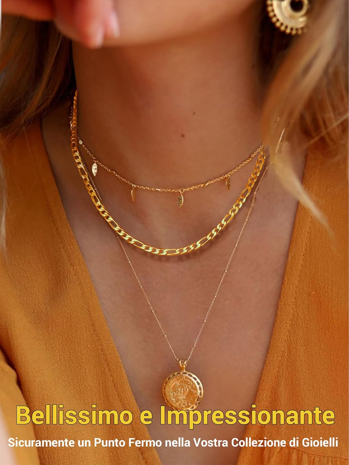 Thumbnail 1 de PROSTEEL Collana Catena Semplice da Uomo a Modello Maglia Figaro 3+1 – Acciaio Inossidabile/Placcato Oro 18K, due tonalità, 46/51/55 cm