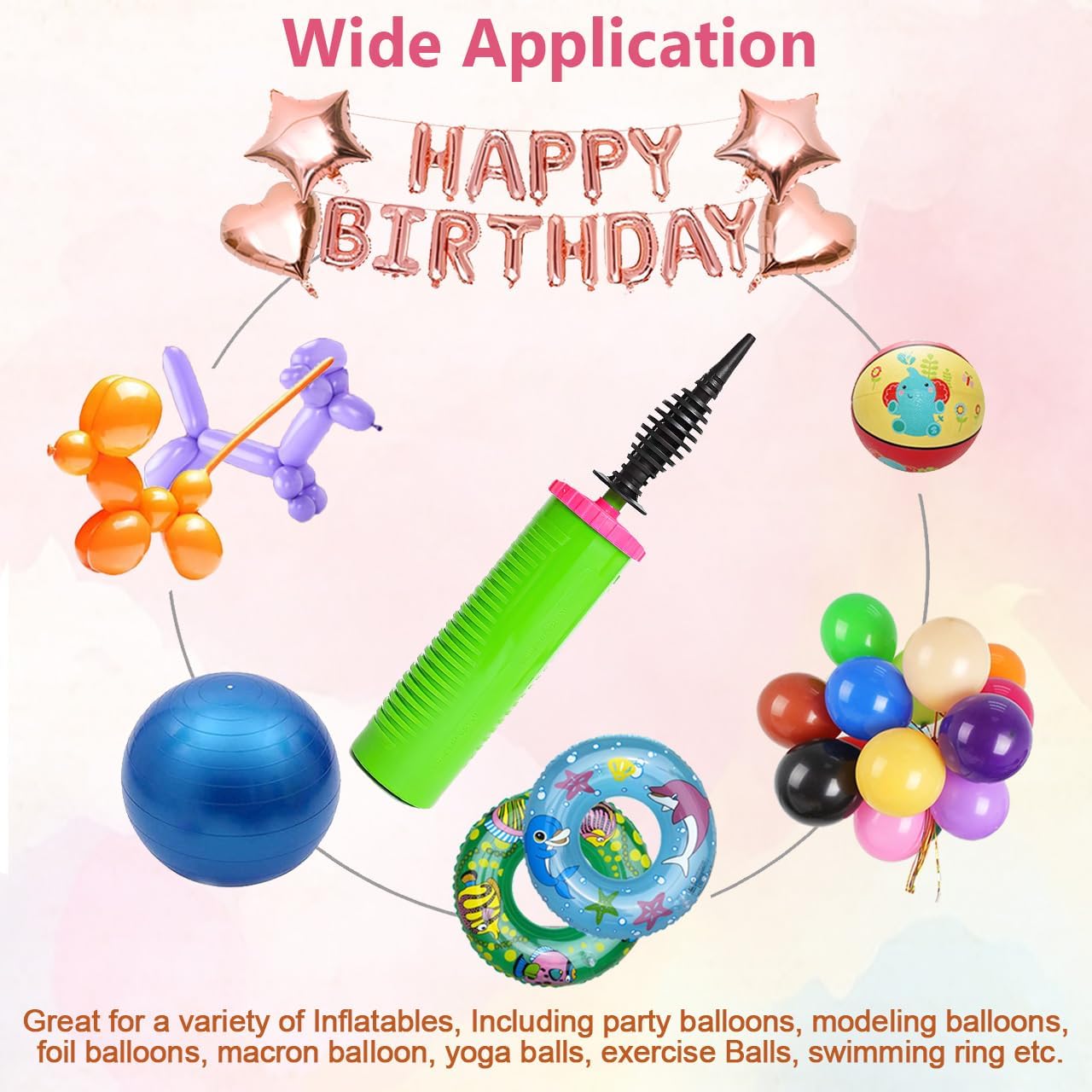 Detalle 2 de Balloon Pump Hand Manual Inflator — Dual-Action, Ergonomic Balloon Blower for Party Decor