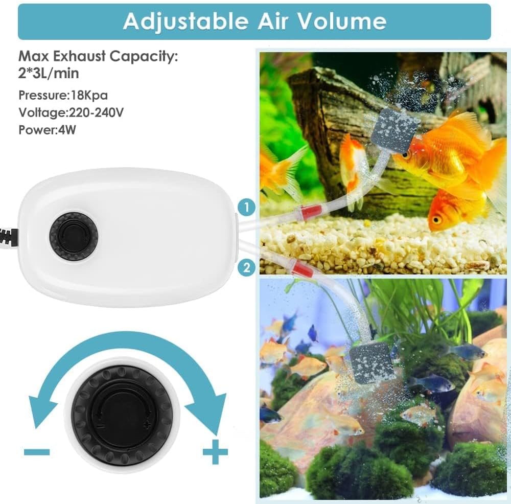 Detalle 2 de Eyein Adjustable Air Pump 4W for 400L aquarium 🐠