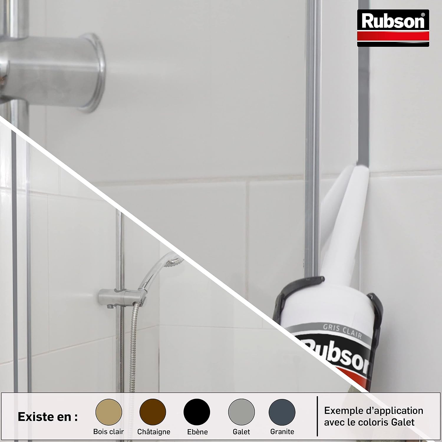 Detalle 2 de Rubson Mastic Salle de bain Saine Couleur « Bois Clair » beige 280 ml – joint silicone sanitaire multi-matériaux antifongiques