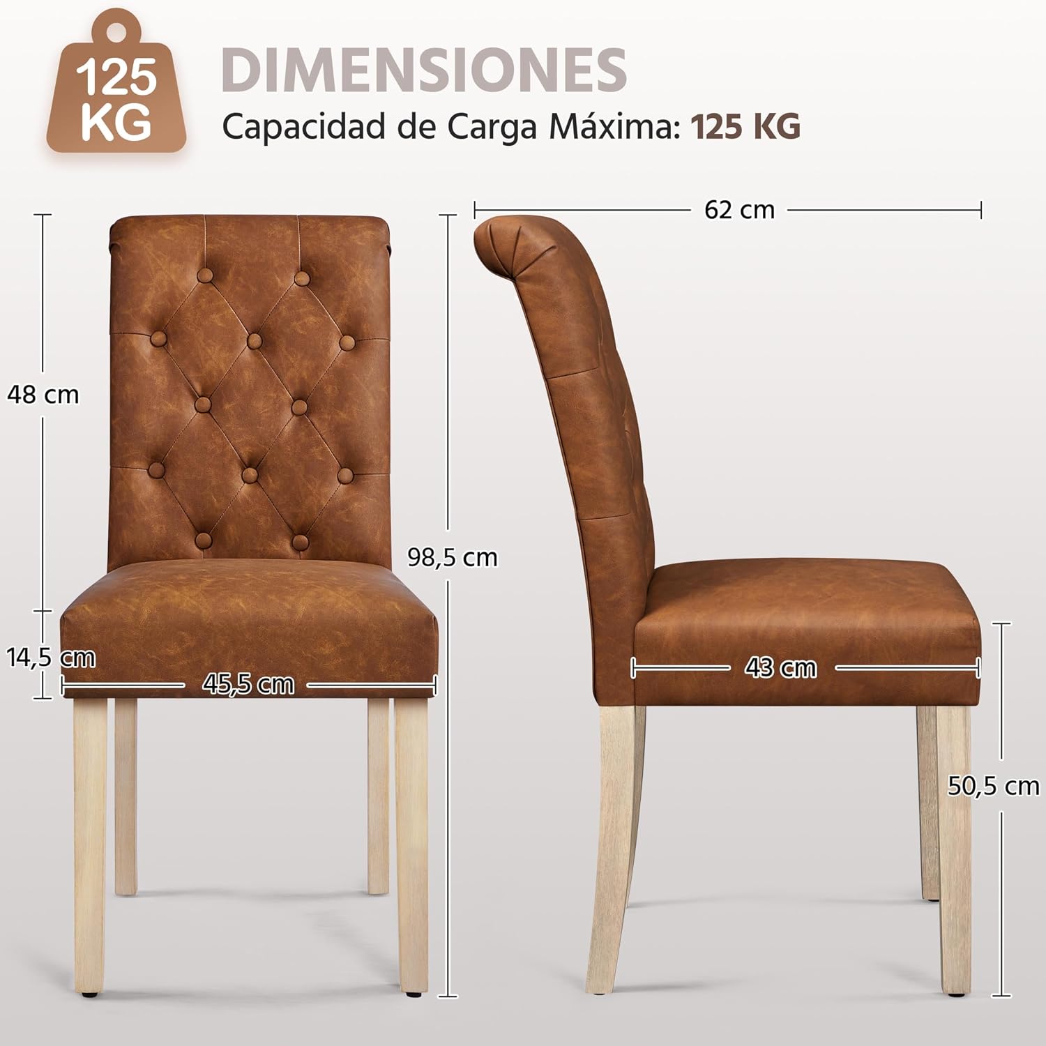 Detalle 1 de Yaheetech 6 Sillas de Polipiel ☕ para Comedor y Cocina
