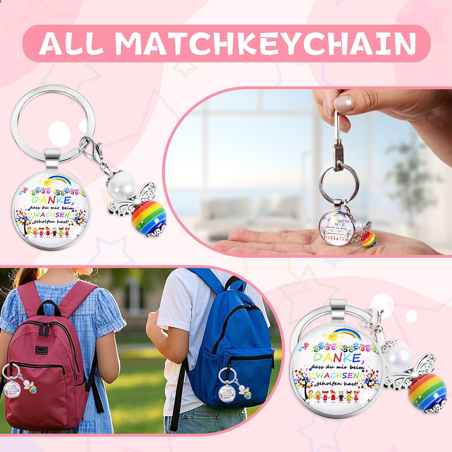 Detalle de 6er-Set Abschiedsgeschenk für Kindergarten & Kita – Dankeskarten, Schlüsselanhänger und Umschläge