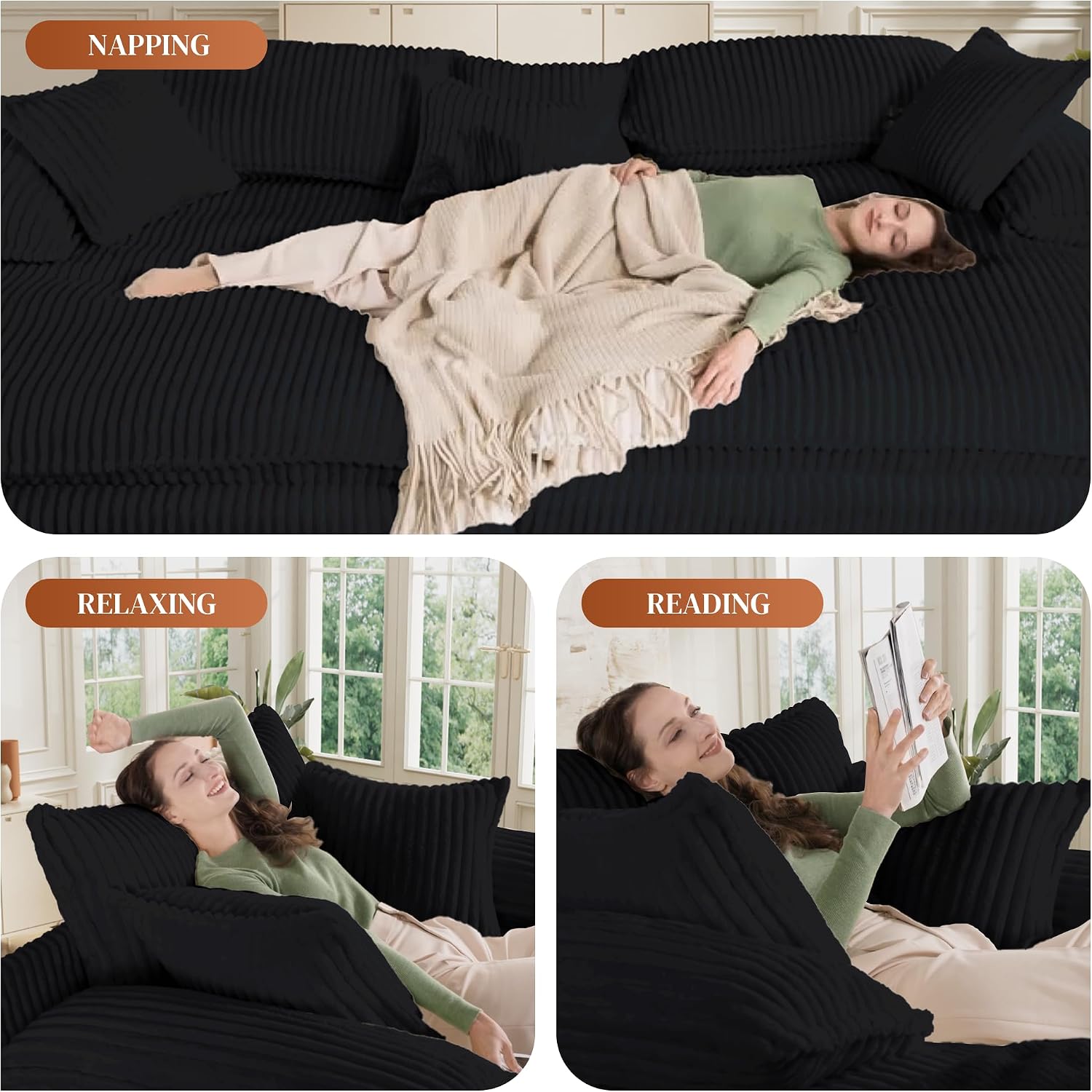 Detalle de Rophefx 030fe0ff-9fac-4258-8419-e3659b9c1a2f Double Chaise Lounge Sofa Bed