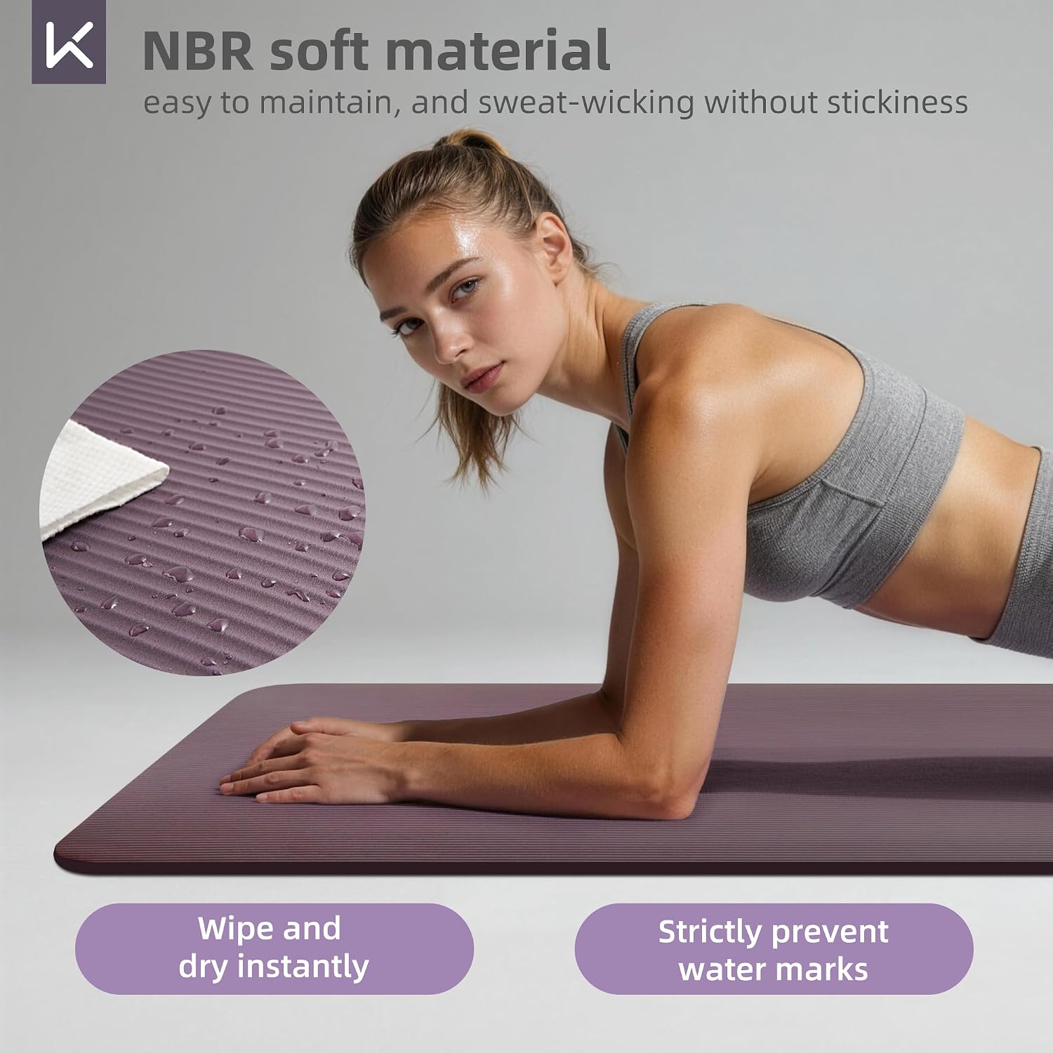 Thumbnail 5 de KEEP Extra-Wide NBR Yoga Mat, 72" x 32", Non-Slip Surface