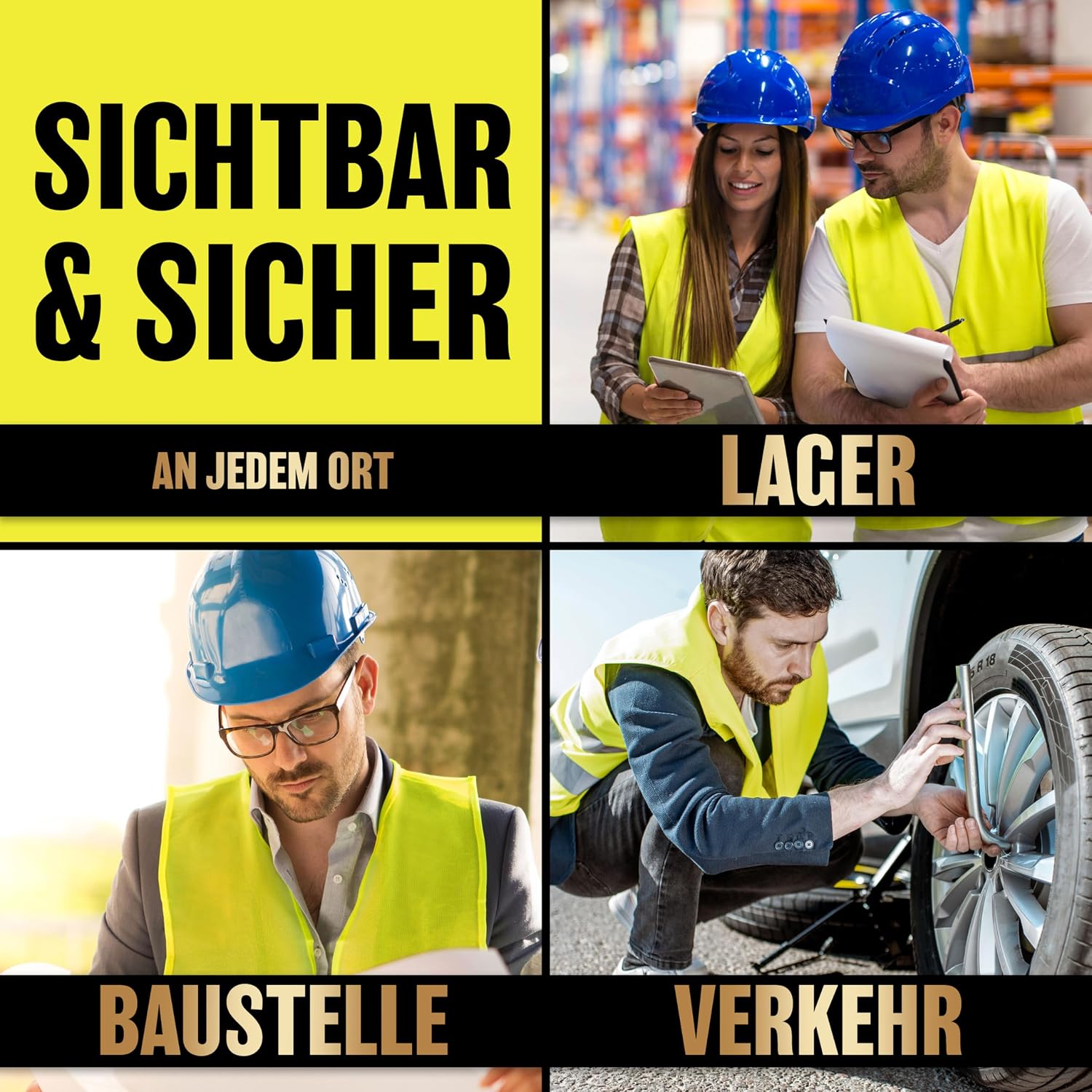 Thumbnail 6 de Heldenwerk Warnwesten Auto 4er Set EN ISO 20471 Gelb