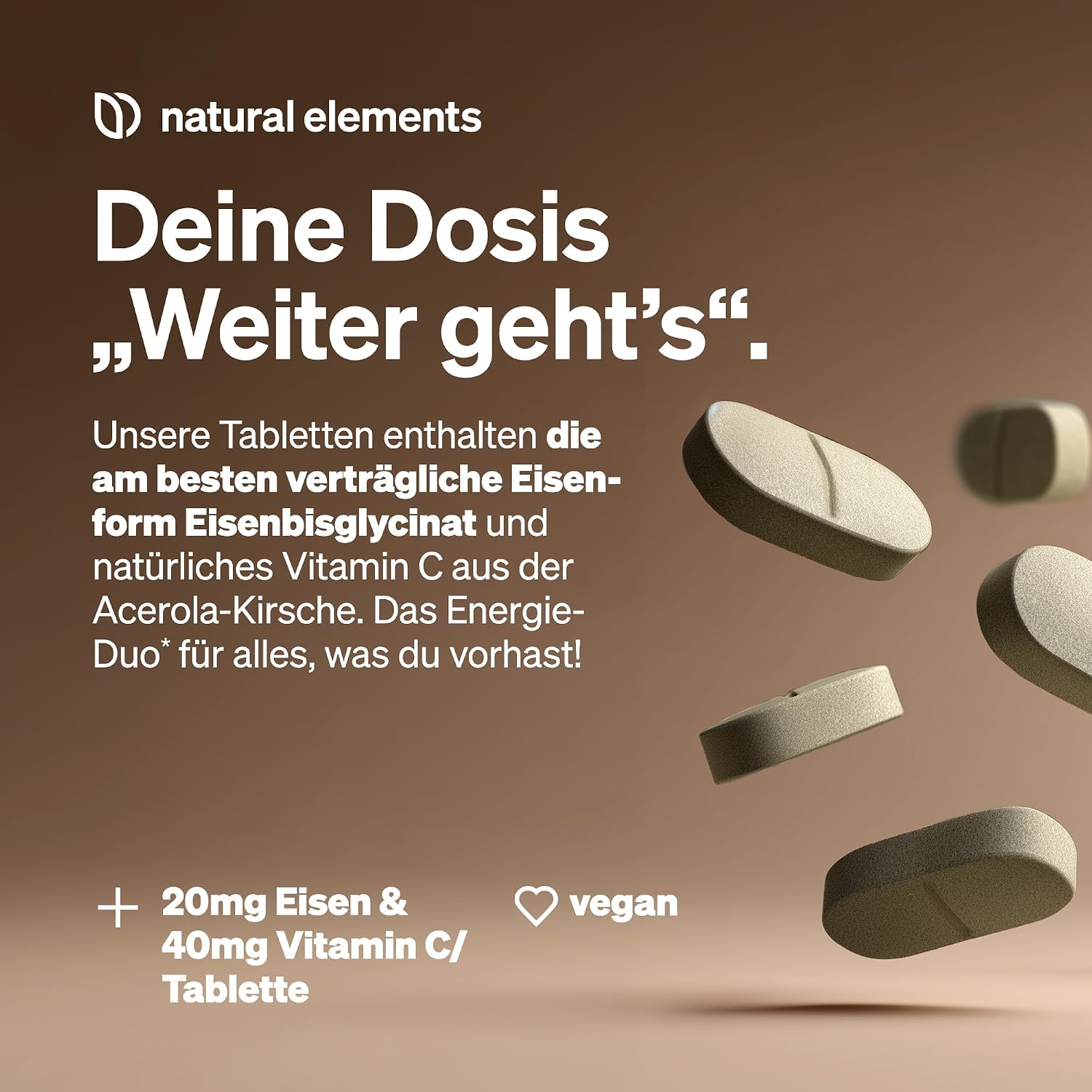 Thumbnail 2 de natural elements Eisen 40 mg Tabletten – 240 vegane Eisenpräparate 💊