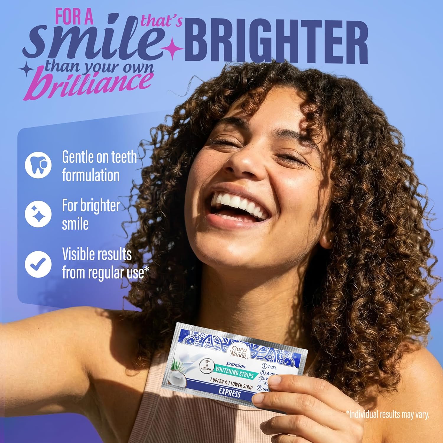 Detalle 2 de GuruNanda Teeth Whitening Strips Kit — 30-Day Treatment with Non-Slip Dry Strip Technology