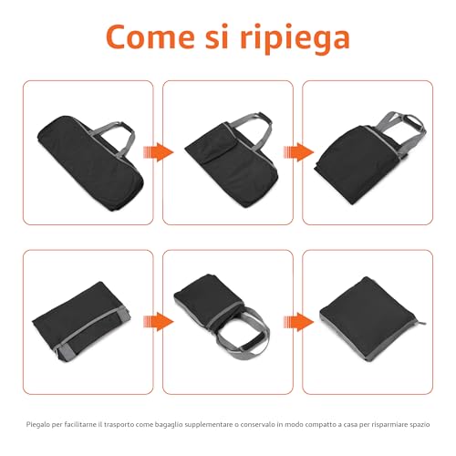 Detalle de Amazon Essentials Borsone Pieghevole in Nylon 63,5 cm – Nero, capacità 15,9 kg