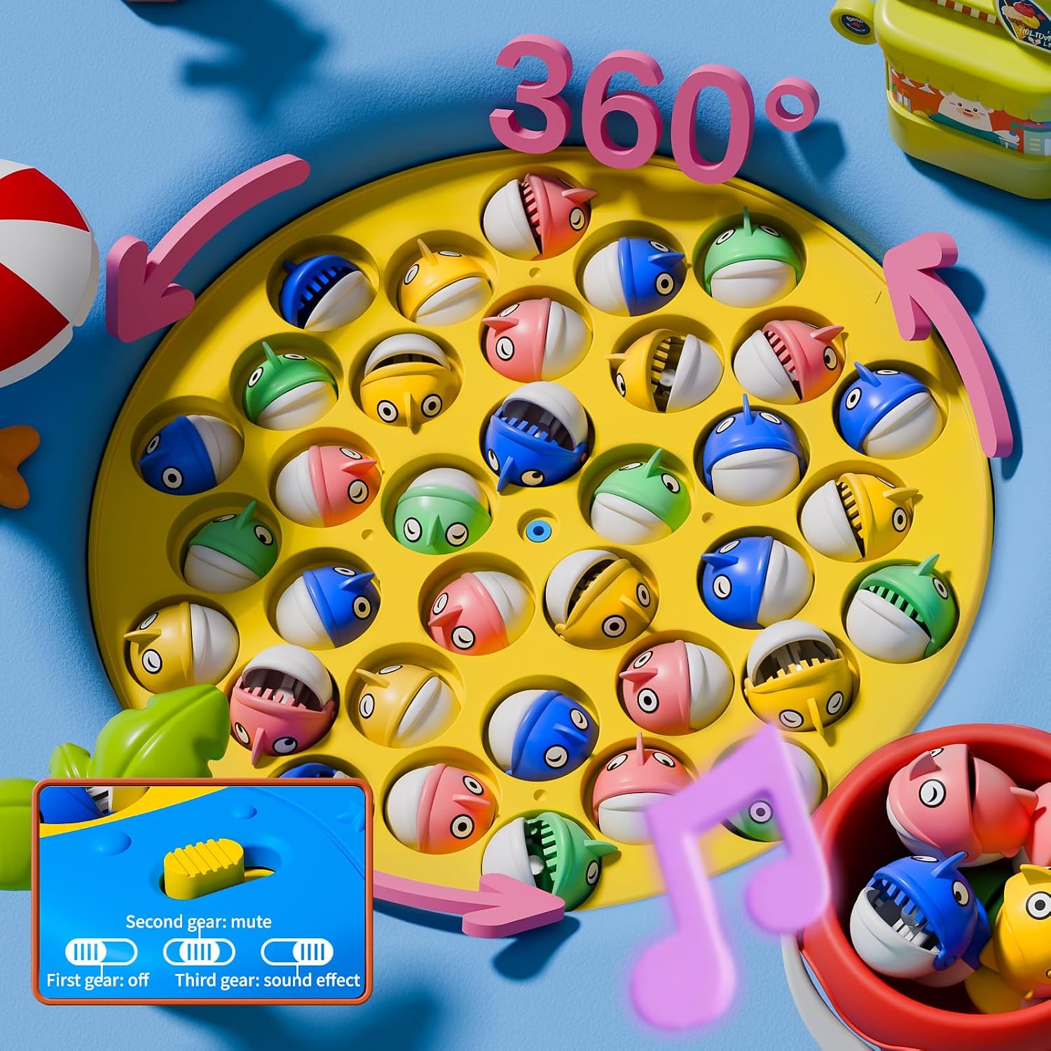 Detalle de Orange Ocean 70-Piece Magnetic Fishing Table Game for Kids (Ages 3–5/4–6, 1–8 Players)