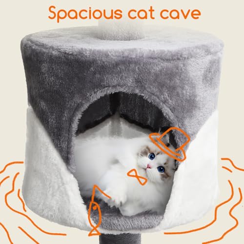 Thumbnail 6 de Nobleza Rascador para Gatos (Altura 118,5 cm) — Árbol Estable con 3 plataformas, cueva, pompón y peluche